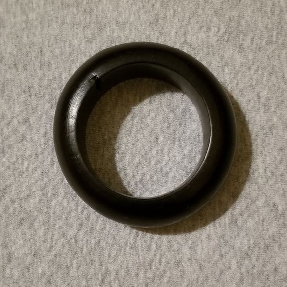 Black ebony wood, wide, thick, heavy, strong bangle bracelet, vintage, handmade - Picture 6 of 10